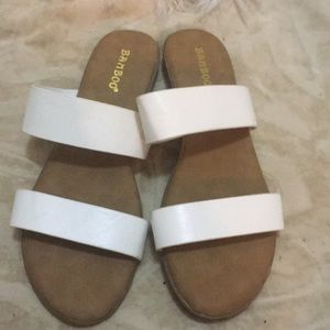 White flat sandals